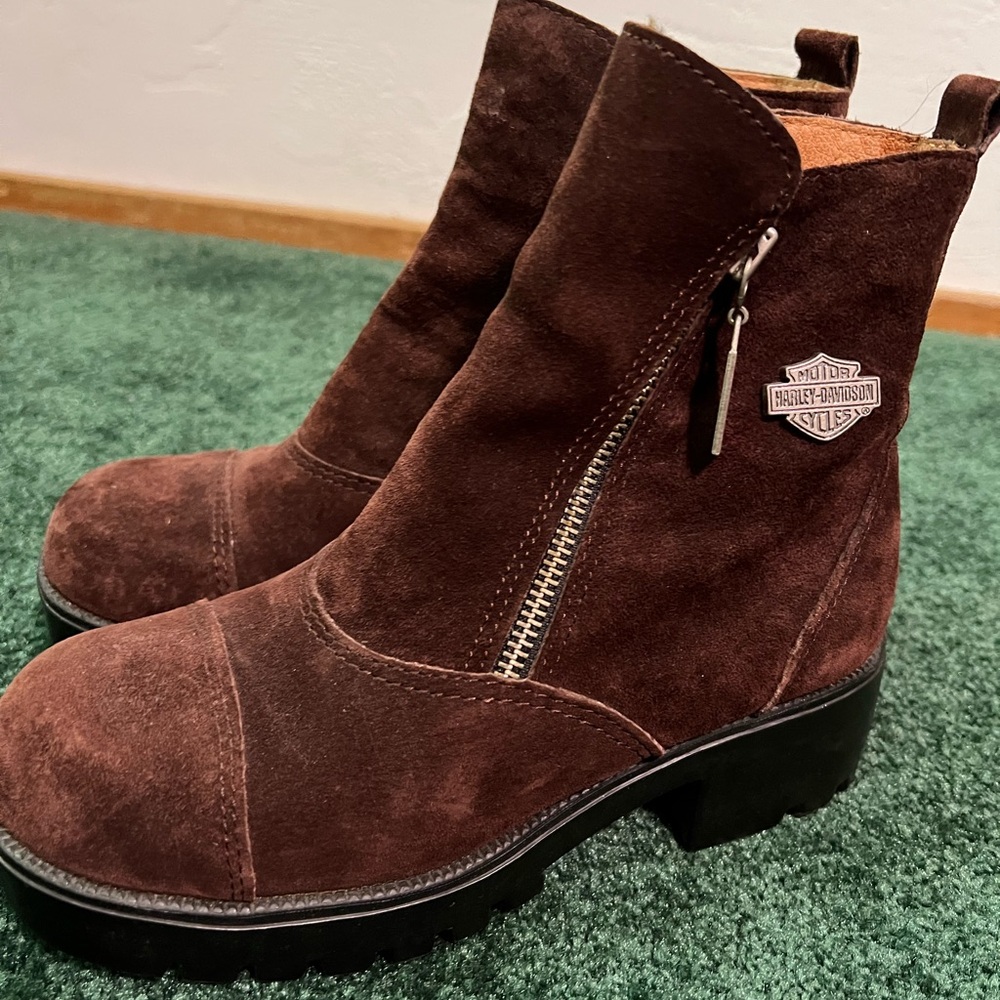 Harley-Davidson Women's Dark Brown Suede Moto Boots